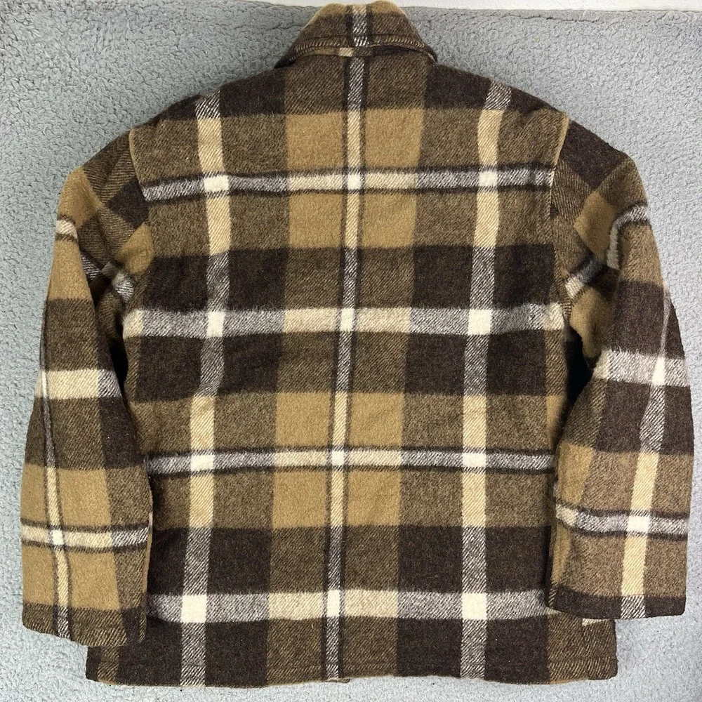 Vintage 60's‎ Bemidji Woolen Mills Wool Buffalo Plaid Mackinaw Jacket Brown 40